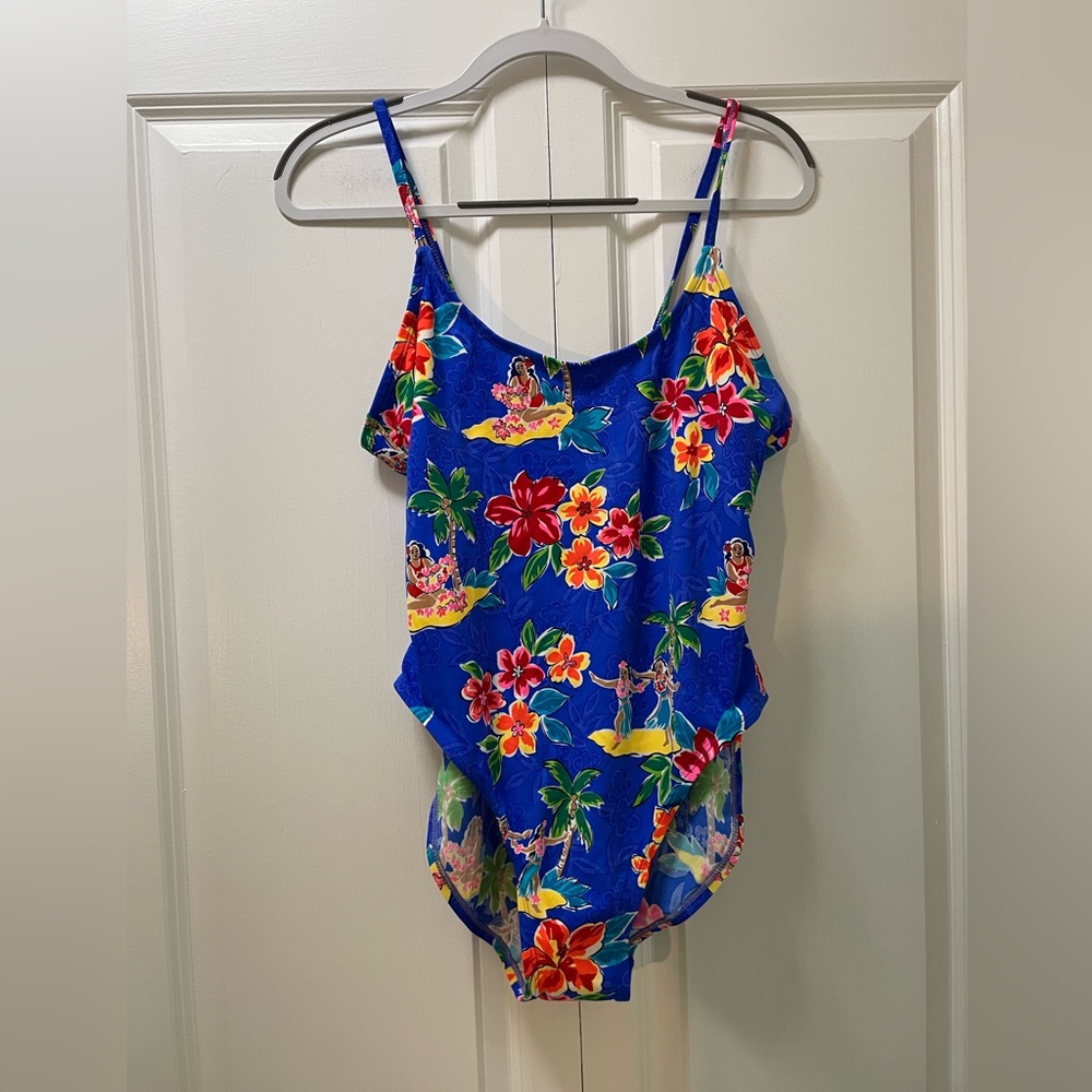 NWOT Islander Brand Women’s 18 Swimsuit Island Flower Water Theme Full Coverage